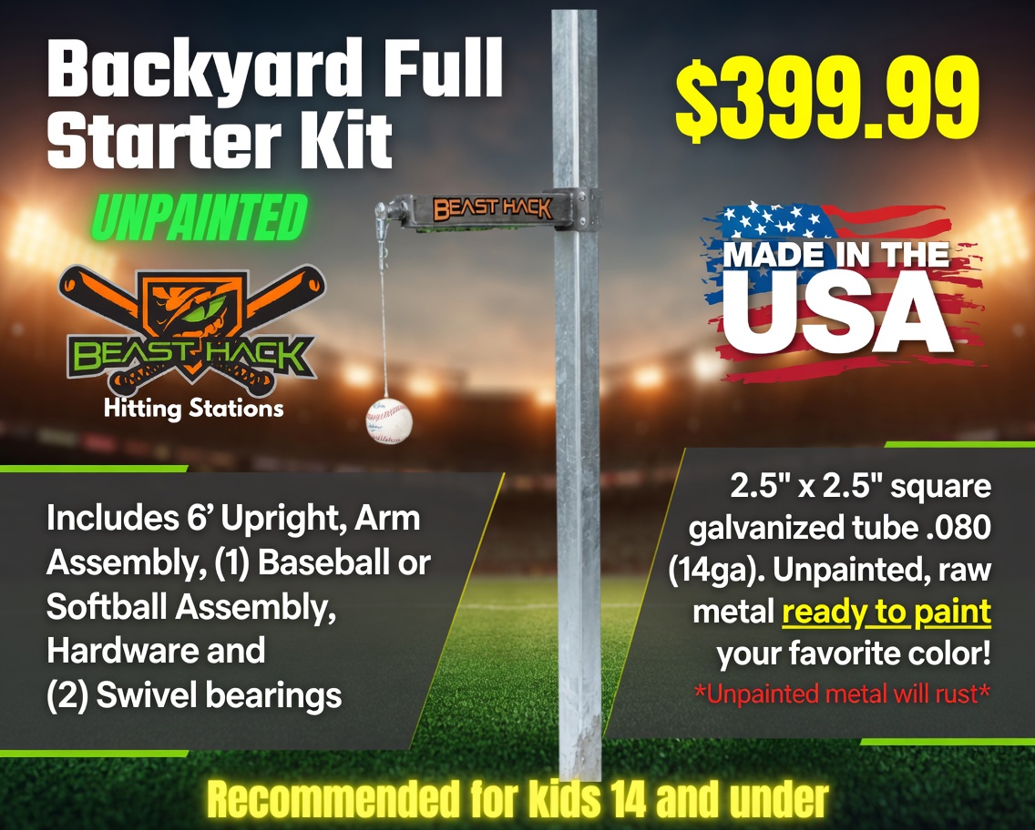 Backyard Full Starter Kit with 6-foot galvanized upright, Beast Hack arm assembly and baseball